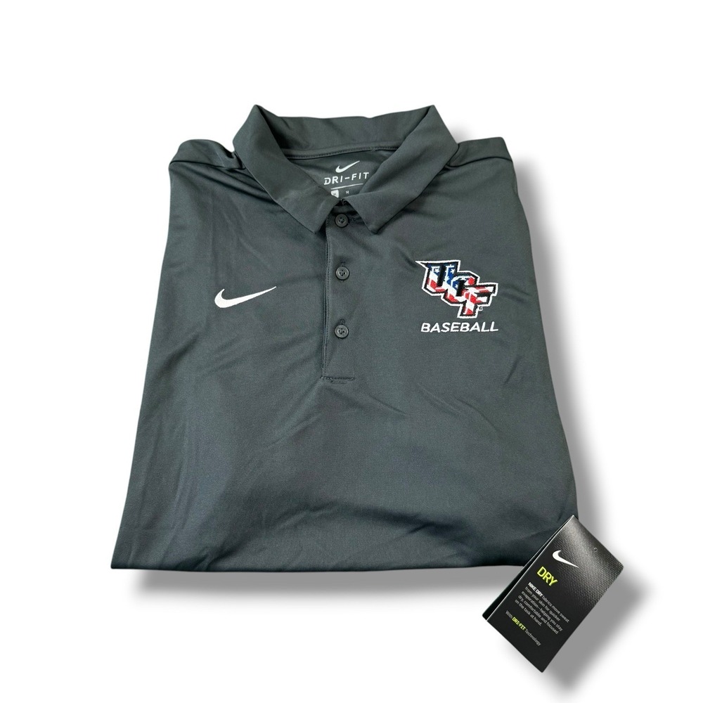 NWT Nike Dri-Fit UCF Knights Baseball Team-Issued USA Flag Logo Polo Shirt Men M